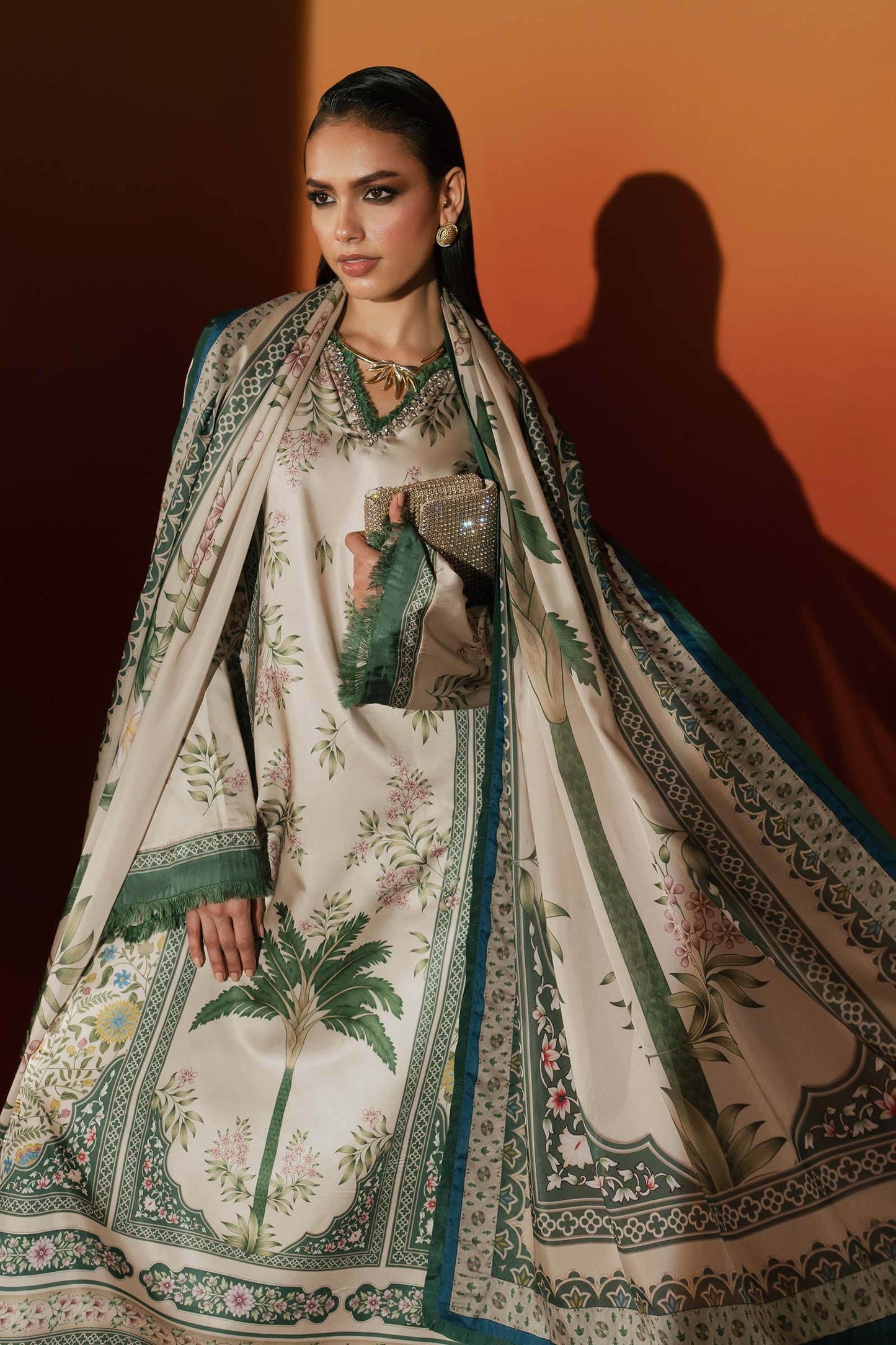 Maria B | Silk Prints | 3 Piece Embellished Satin Silk Suit