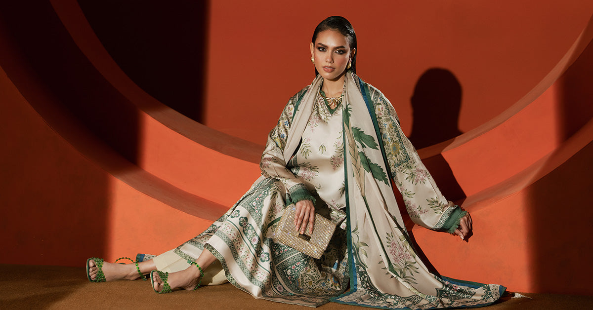 Maria B | Silk Prints | 3 Piece Embellished Satin Silk Suit