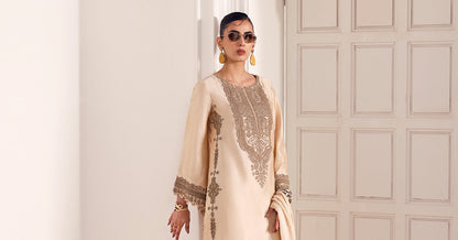 Maria B | Eid Collection 26 | 3 Piece Embroidered Self Tassel Silk Suit