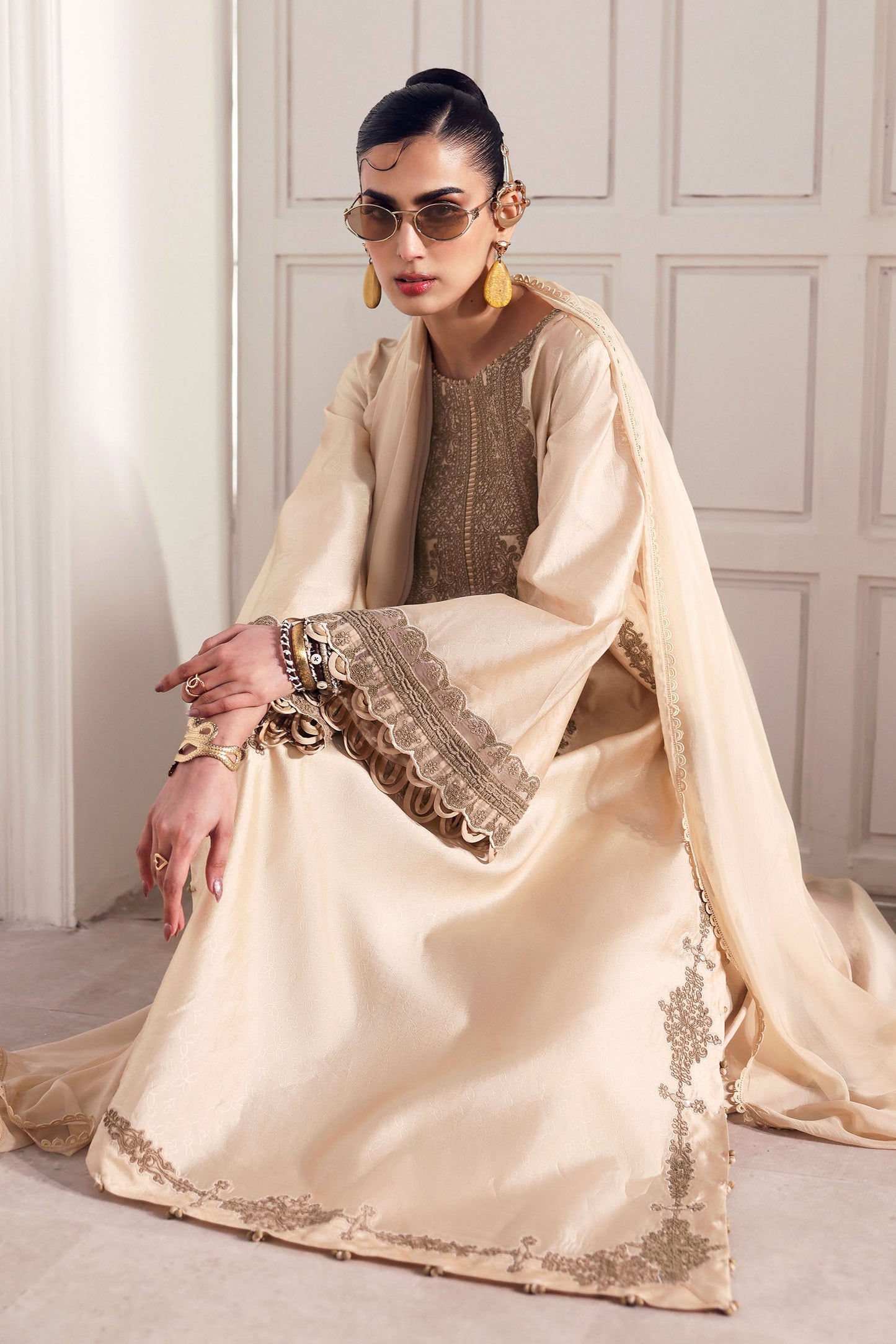 Maria B | Eid Collection 26 | 3 Piece Embroidered Self Tassel Silk Suit