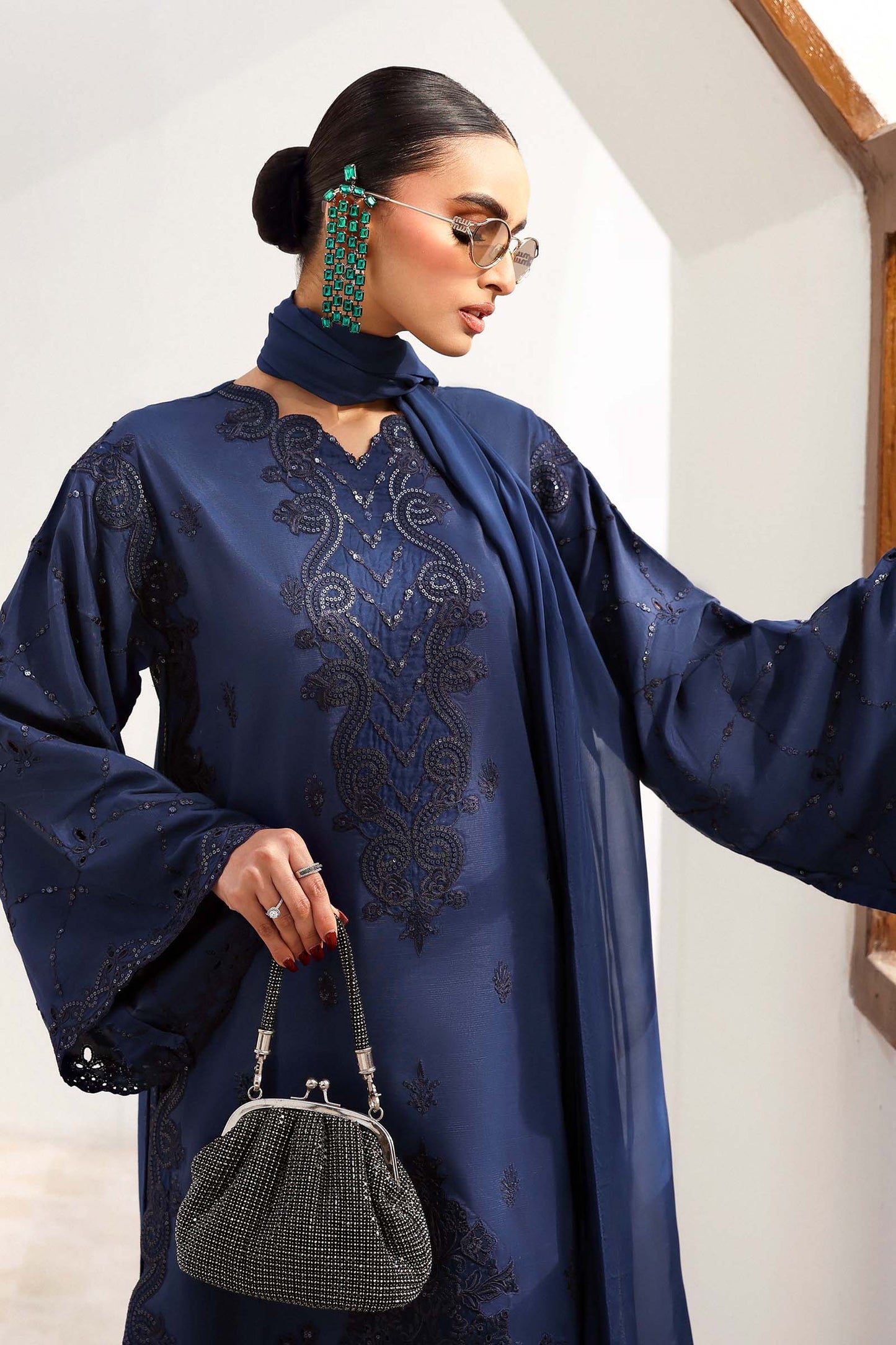 Maria B | Eid Collection 26 | 3 Piece Embroidered Raw Silk Suit