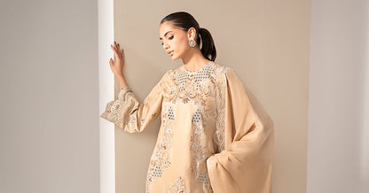 Maria B | Eid Collection Formals 26 | 3 Piece Embroidered Raw Silk Suit