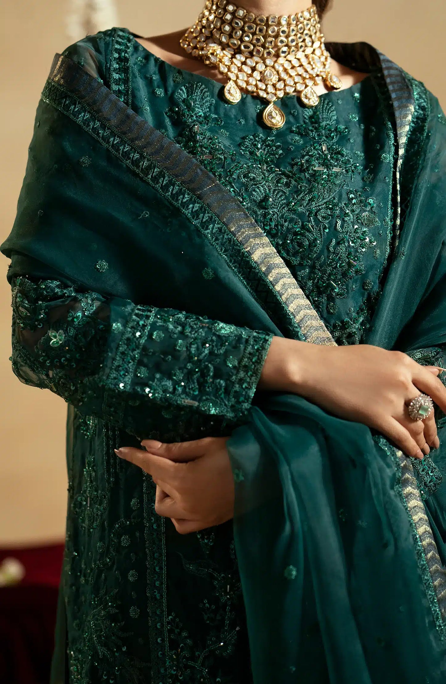 Maryum N Maria | Zamani Beghum Formals 23 | Emerald-(MW23-516) - House Of Anaya