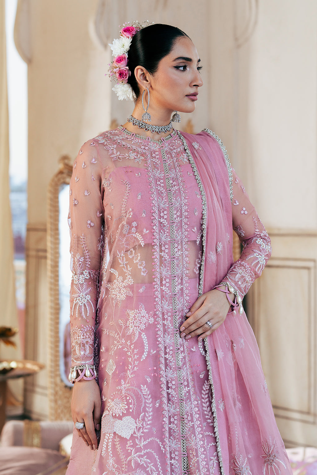 Silsila by Saad Shaikh Embroidered Organza 3Pc Suit D-03 Leya