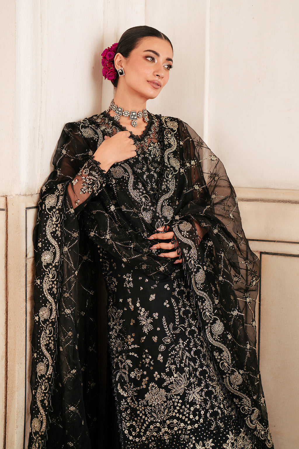 Silsila by Saad Shaikh Embroidered Organza 3Pc Suit D-04 Amaya