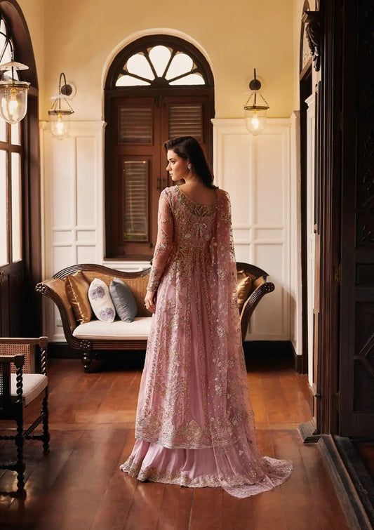 Mushq Stardust Embroidered Net Unstitched 3Pc Suit MN23-04 Luster - Riwayat-e-khas