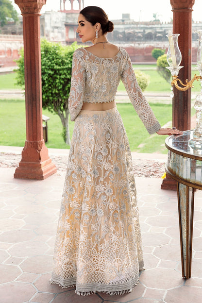 Motifz-2782-OFF-WHITE EMBROIDERED SILK NET FABRIC - Riwayat-e-khas