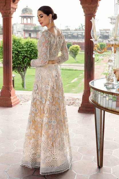 Motifz-2782-OFF-WHITE EMBROIDERED SILK NET FABRIC - Riwayat-e-khas
