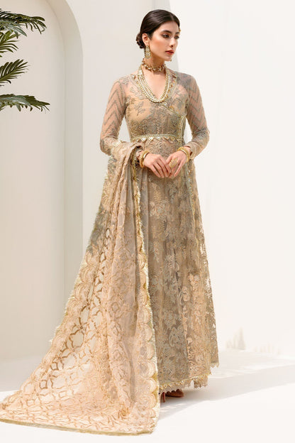 Motifz-3192-SOFT-GOLD EMBROIDERED SILK NET - Riwayat-e-khas