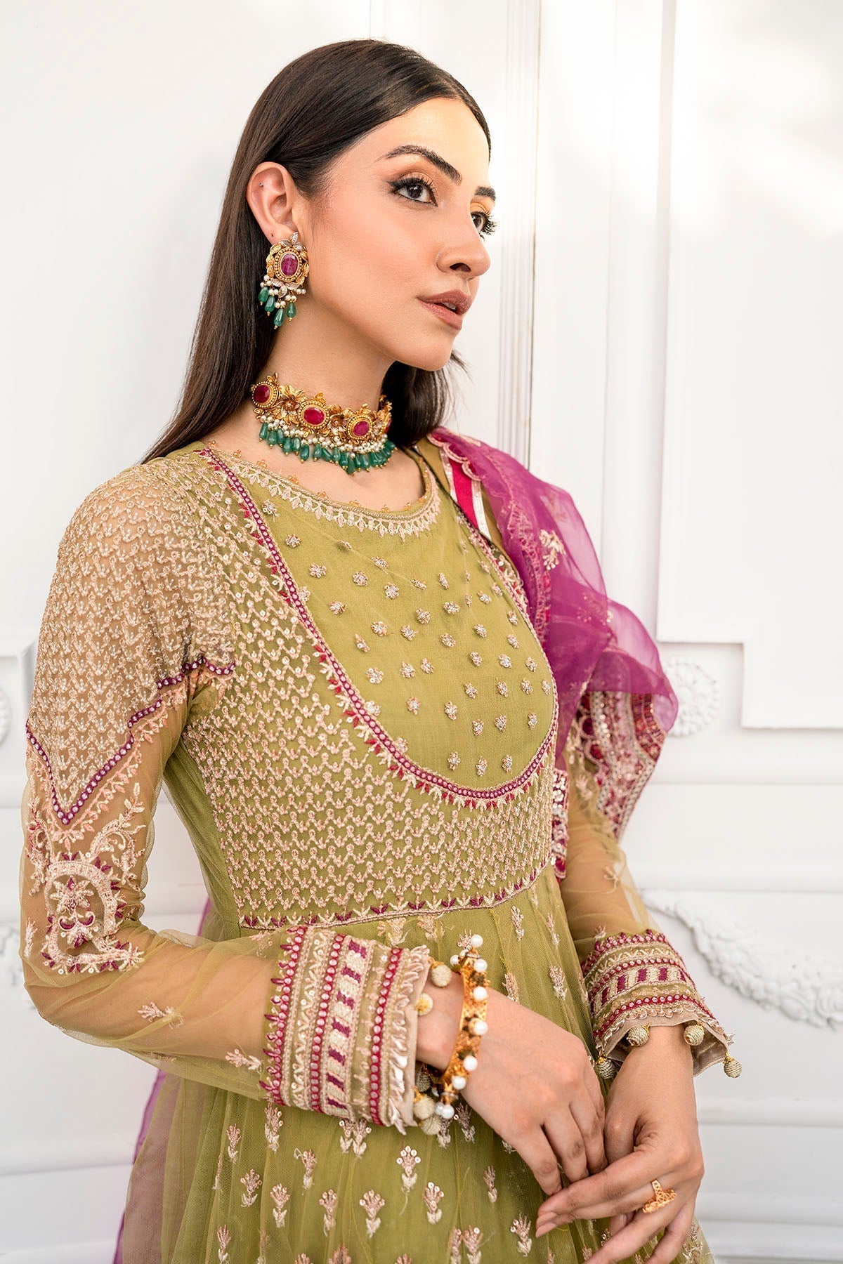 Motifz-4115-ELLA EMBROIDERED SILK NET - Riwayat-e-khas