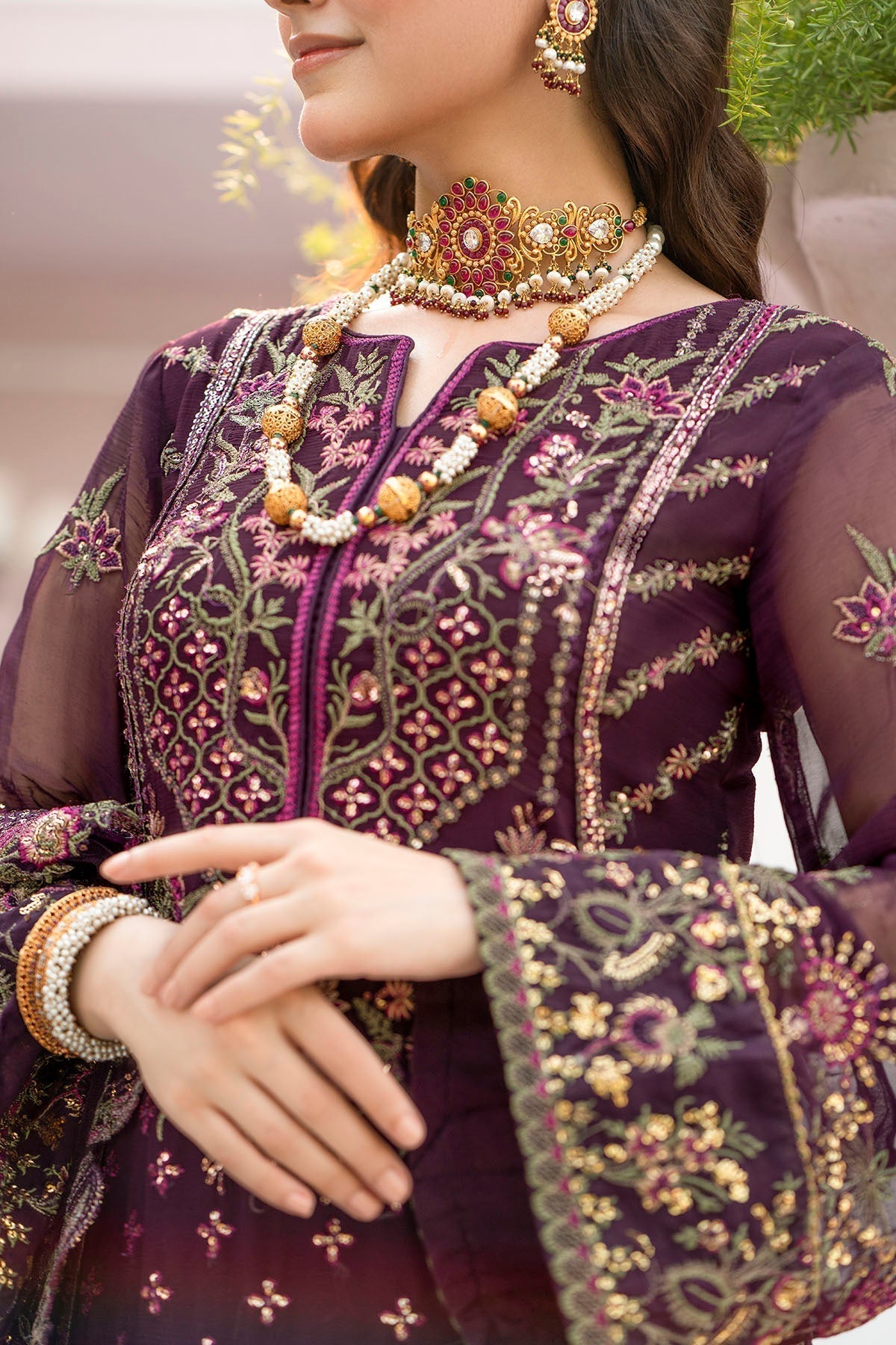 Motifz-4118-CLAUDIA EMBROIDERED BEMBERG CHIFFON - Riwayat-e-khas