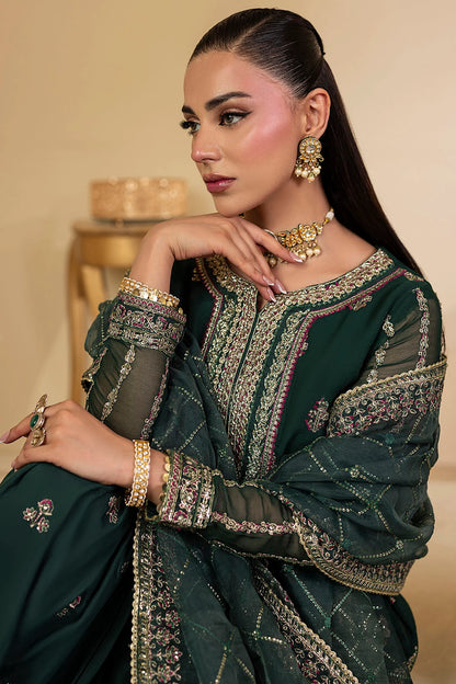 Motifz | EMBROIDERED CRINKLE CHIFFON | 5135-JADE