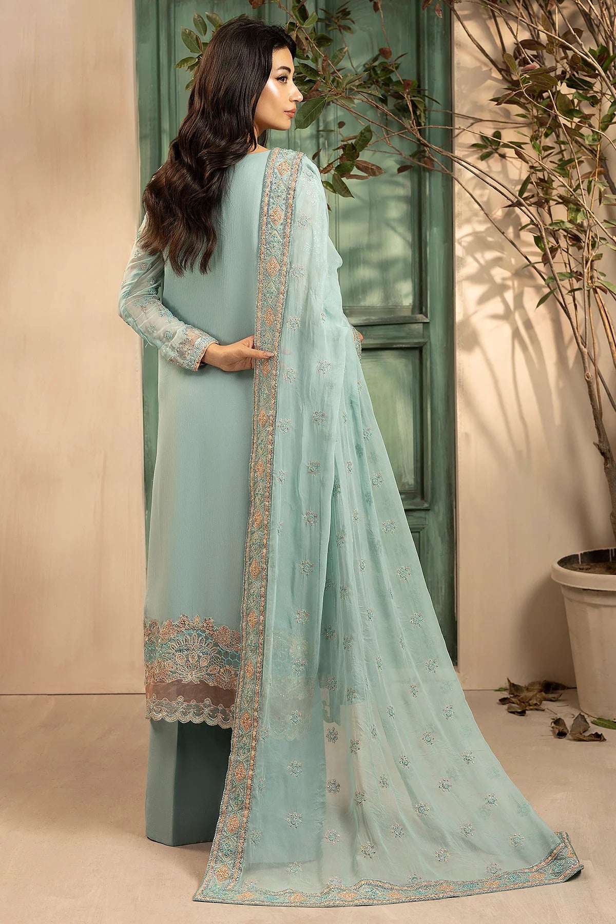 Motifz | EMBROIDERED CRINKLE CHIFFON | 5574-FLORA