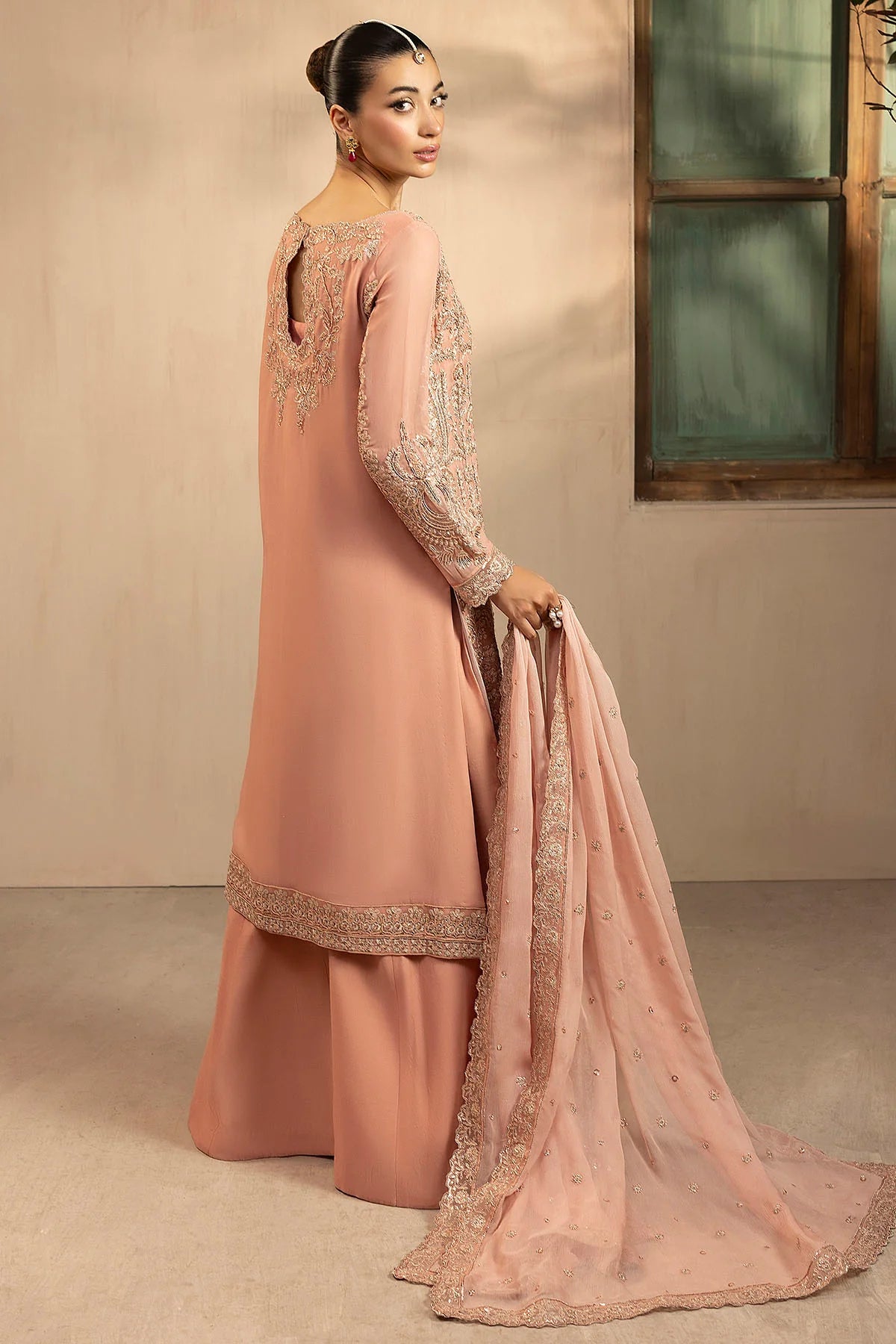 Motifz | EMBROIDERED CRINKLE CHIFFON | 5576-PEARL