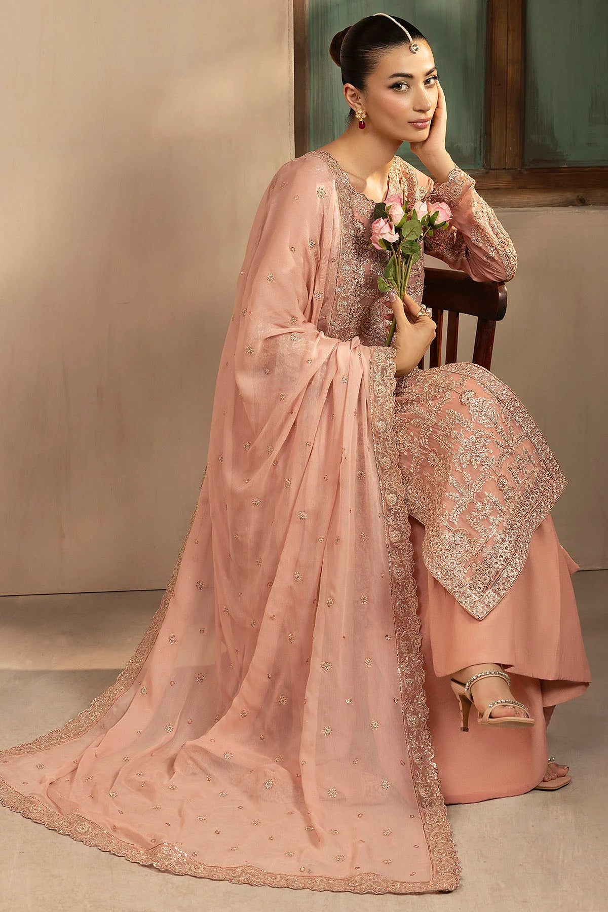 Motifz | EMBROIDERED CRINKLE CHIFFON | 5576-PEARL