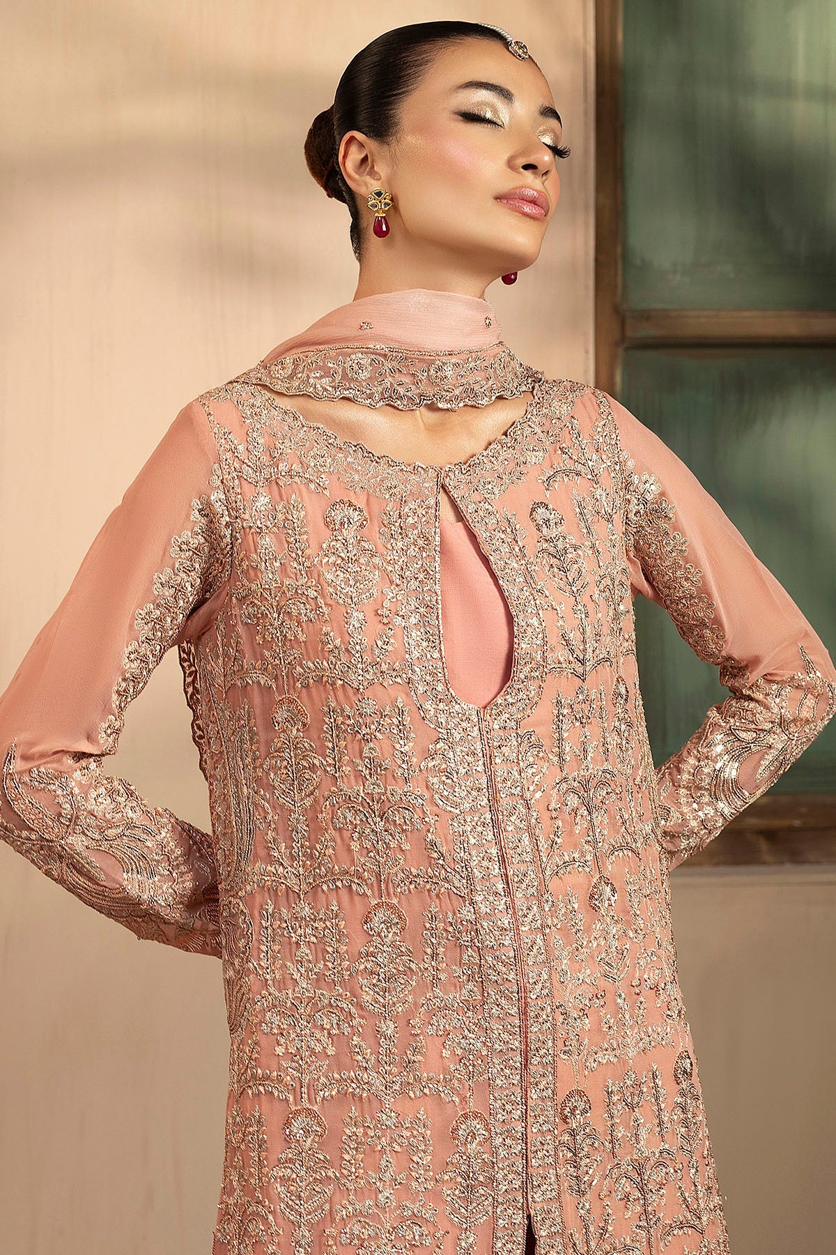 Motifz | EMBROIDERED CRINKLE CHIFFON | 5576-PEARL