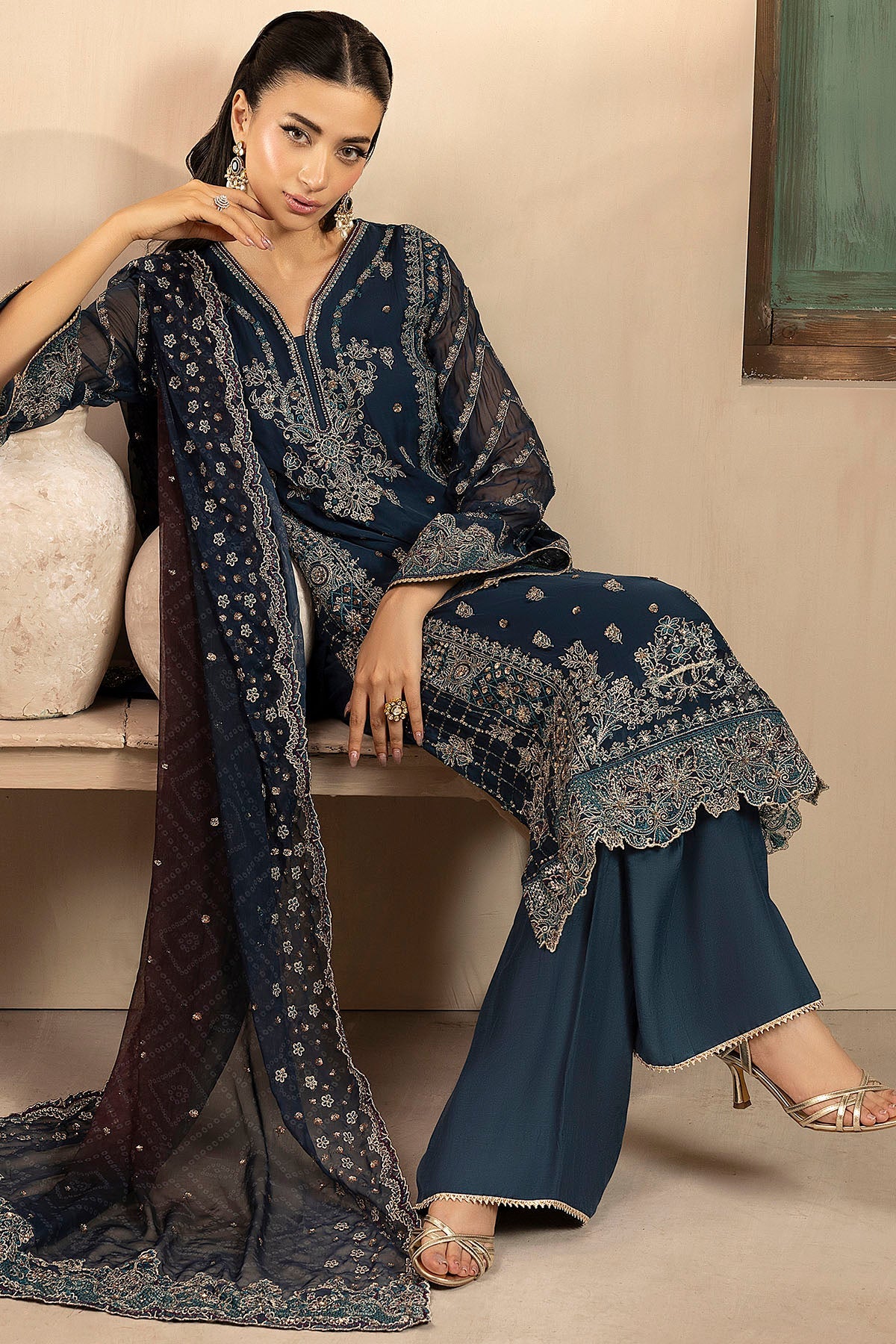 Motifz | EMBROIDERED CRINKLE CHIFFON | 5581-DELLA