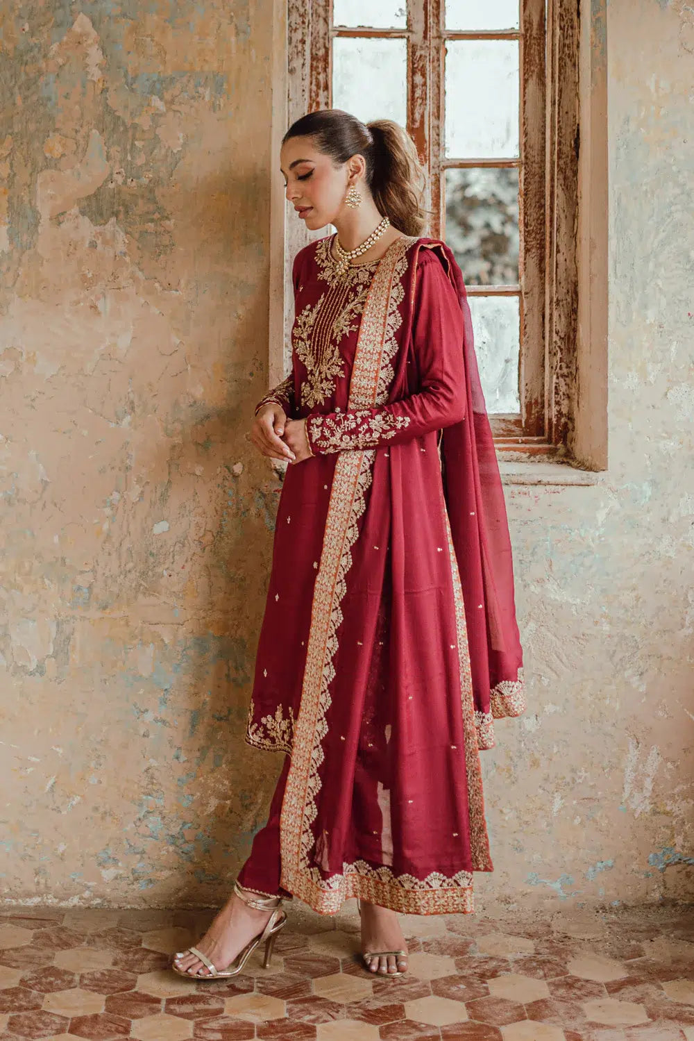 Azure | Embroidered Formals | Majestic Rouge - House Of Anaya