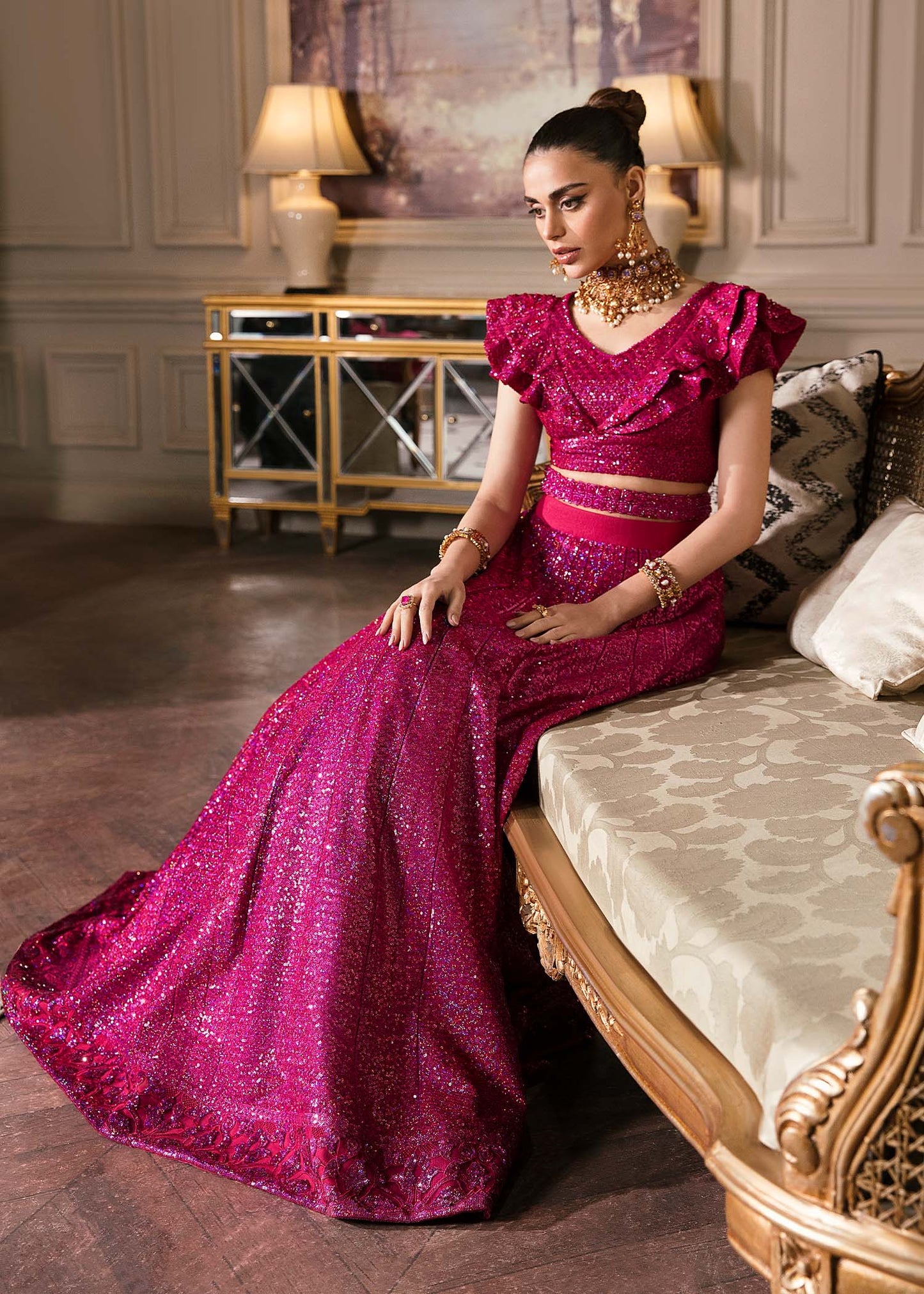 Waqas Shah | Malika - E - Elizabeth | FUCHSIA - House Of Anaya