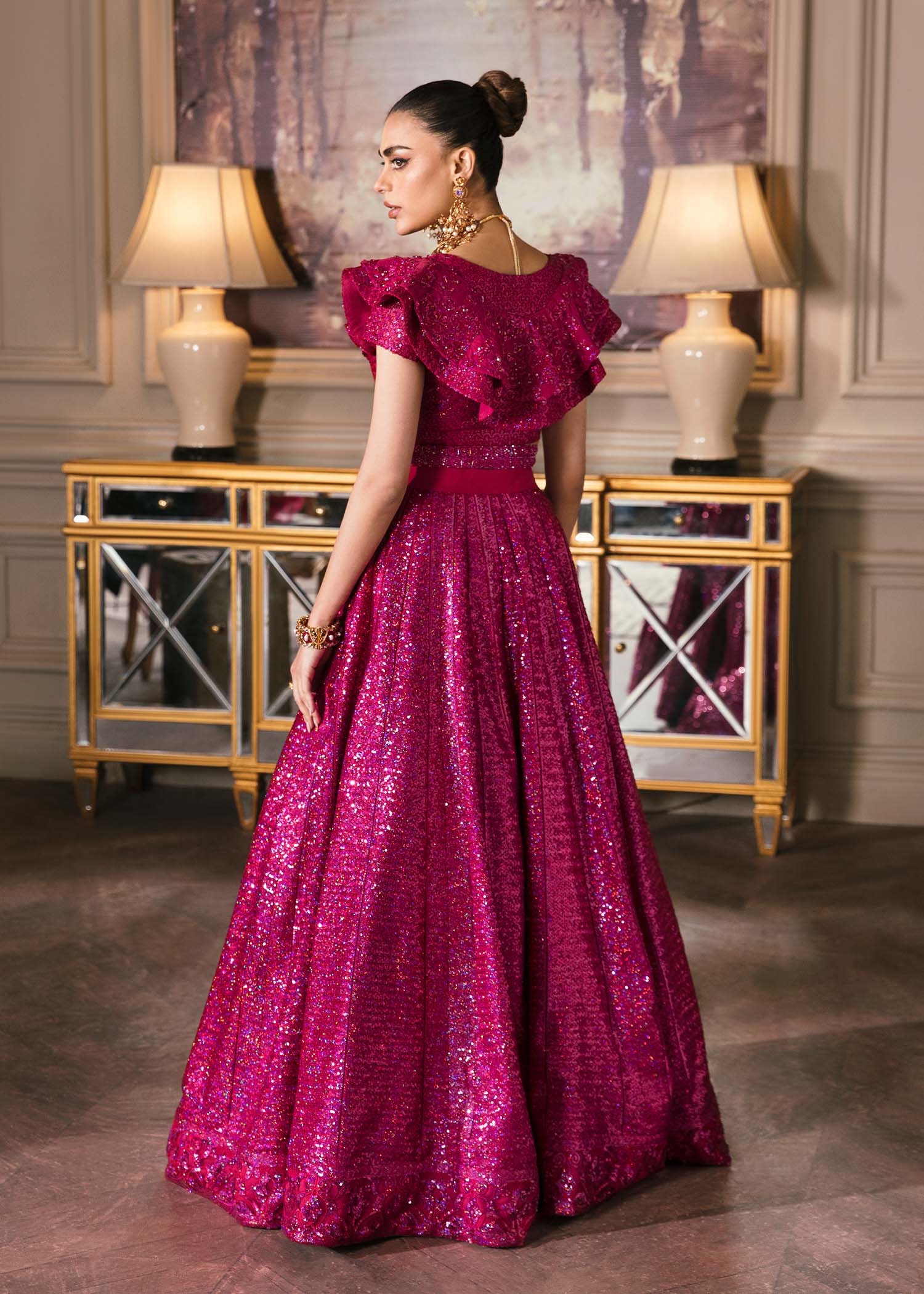 Waqas Shah | Malika - E - Elizabeth | FUCHSIA - House Of Anaya