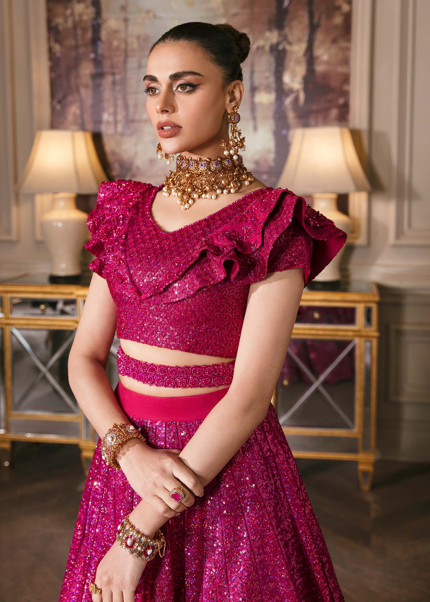 Waqas Shah | Malika - E - Elizabeth | FUCHSIA - House Of Anaya