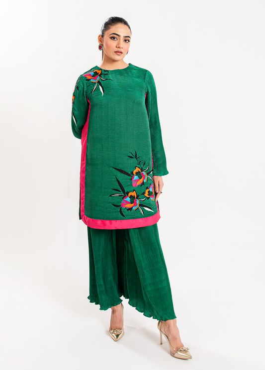 Maria Osama Khan | Claire Pleated Silk | Ivy - House Of Anaya