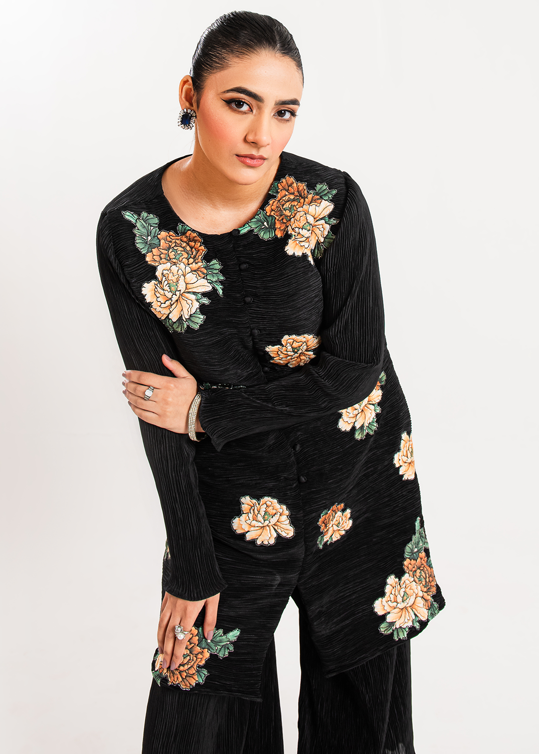 Maria Osama Khan | Claire Pleated Silk | Twilight - House Of Anaya