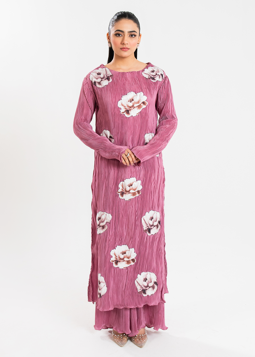 Maria Osama Khan | Claire Pleated Silk | Rosy