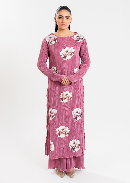 Maria Osama Khan | Claire Pleated Silk | Rosy