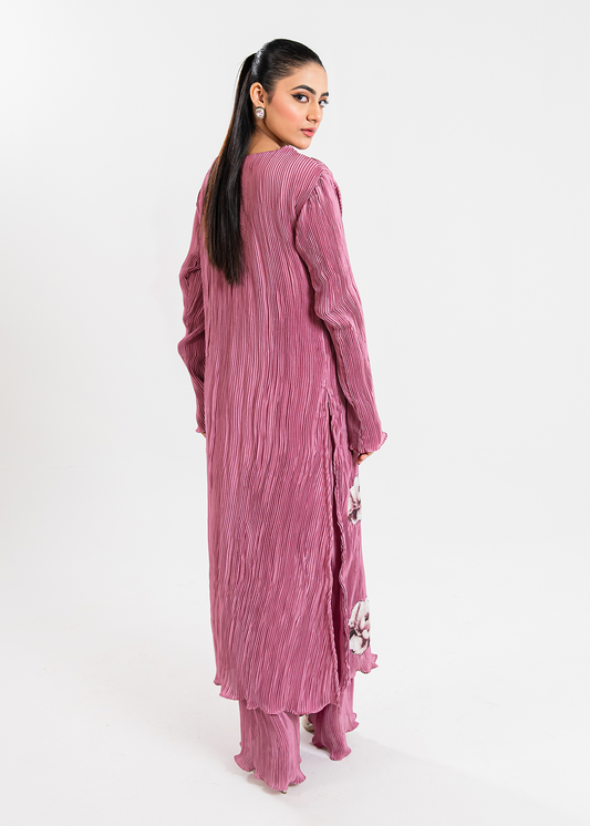 Maria Osama Khan | Claire Pleated Silk | Rosy - House Of Anaya
