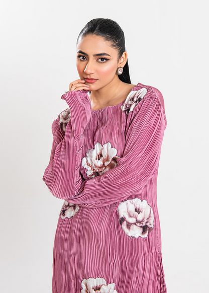 Maria Osama Khan | Claire Pleated Silk | Rosy