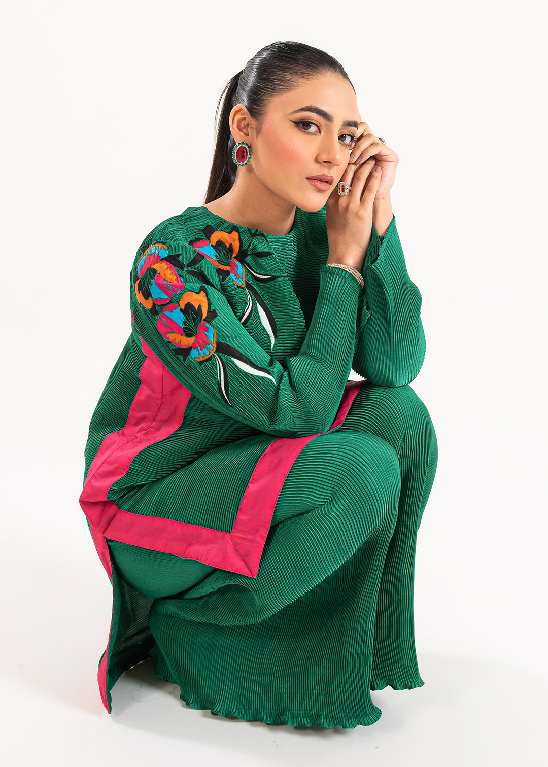 Maria Osama Khan | Claire Pleated Silk | Ivy - House Of Anaya