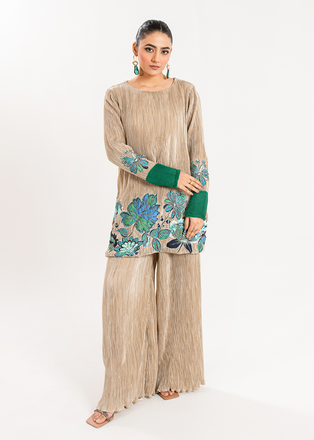 Maria Osama Khan | Claire Pleated Silk | Stardust - House Of Anaya