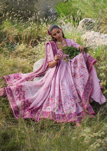 Hussain Rehar Marjan | Pink Multi-Panelled Pishwas Lawn Suit