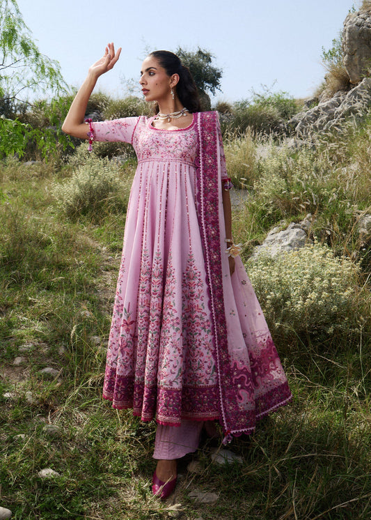 Hussain Rehar Marjan | Pink Multi-Panelled Pishwas Lawn Suit