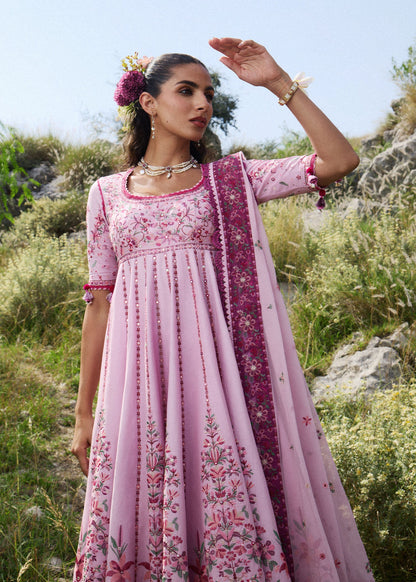 Hussain Rehar Marjan | Pink Multi-Panelled Pishwas Lawn Suit