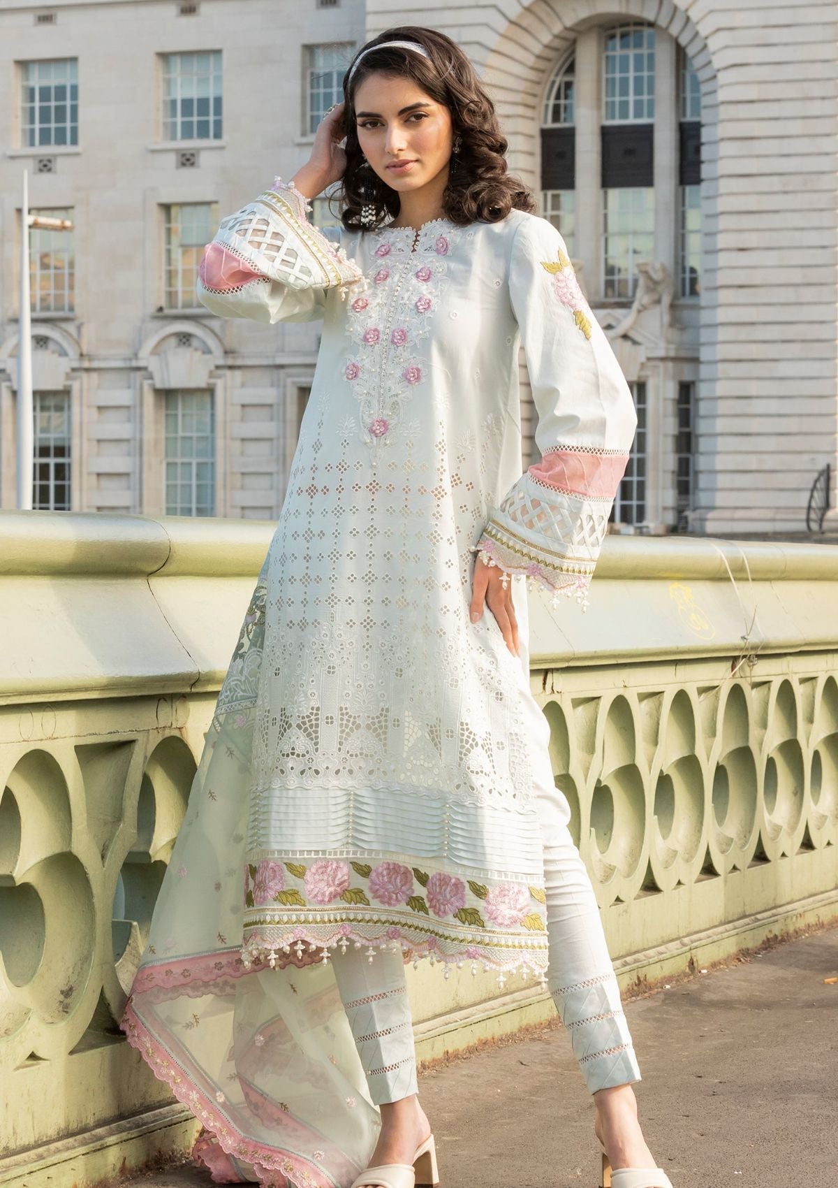 Meem | Luxury Eid Lawn 24 | MD-09 LIGHT BLUE - House Of Anaya