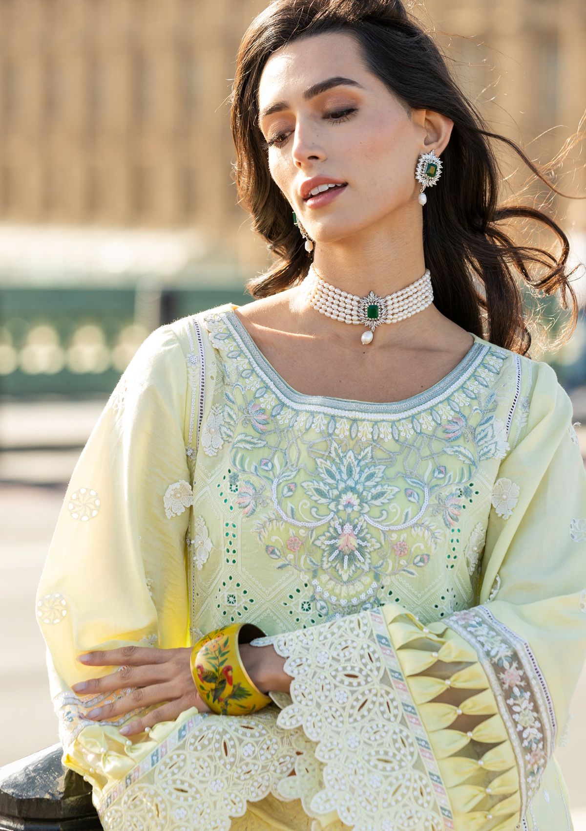 Meem | Luxury Eid Lawn 24 | MD-08 YELLOW - House Of Anaya