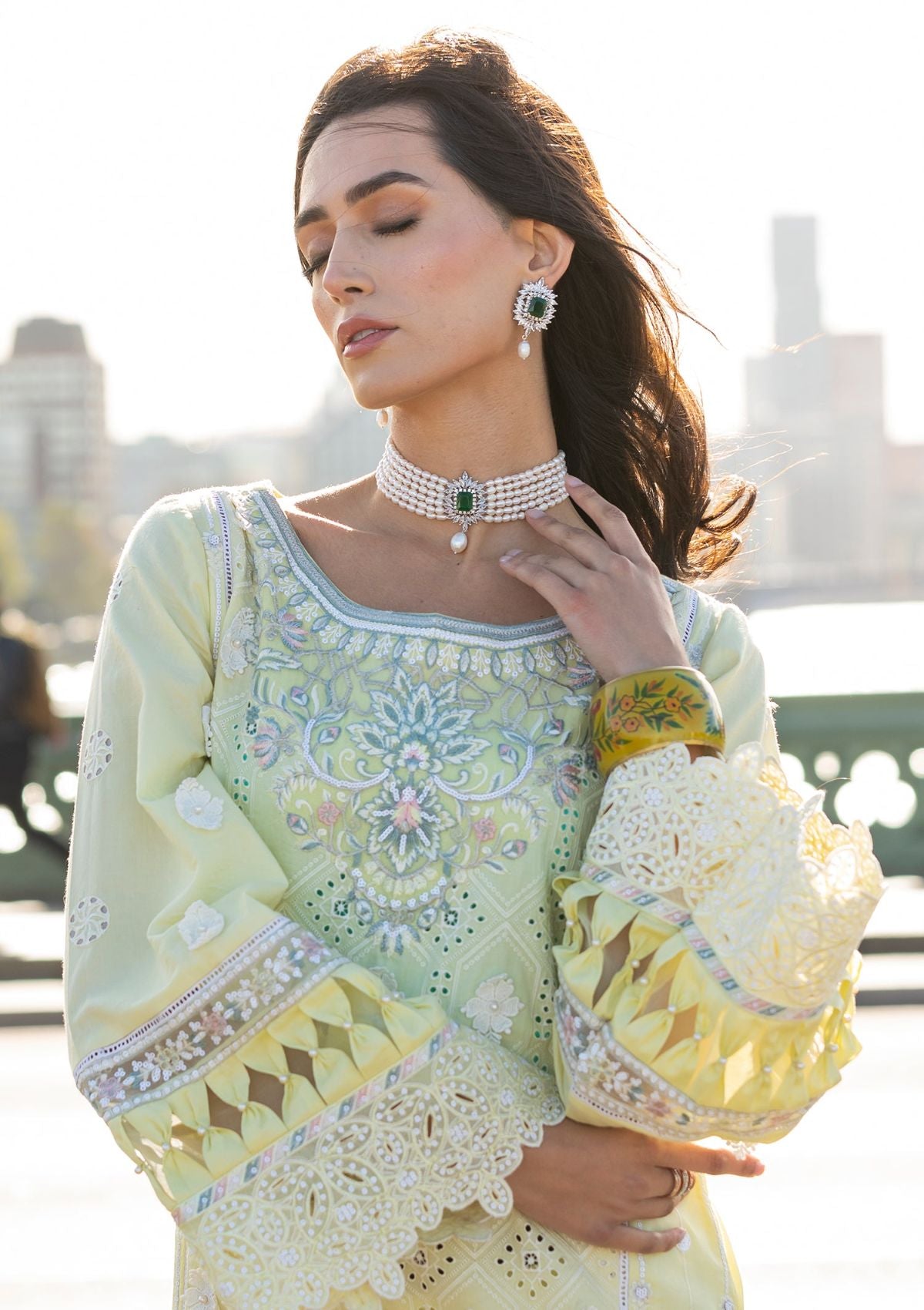 Meem | Luxury Eid Lawn 24 | MD-08 YELLOW - House Of Anaya