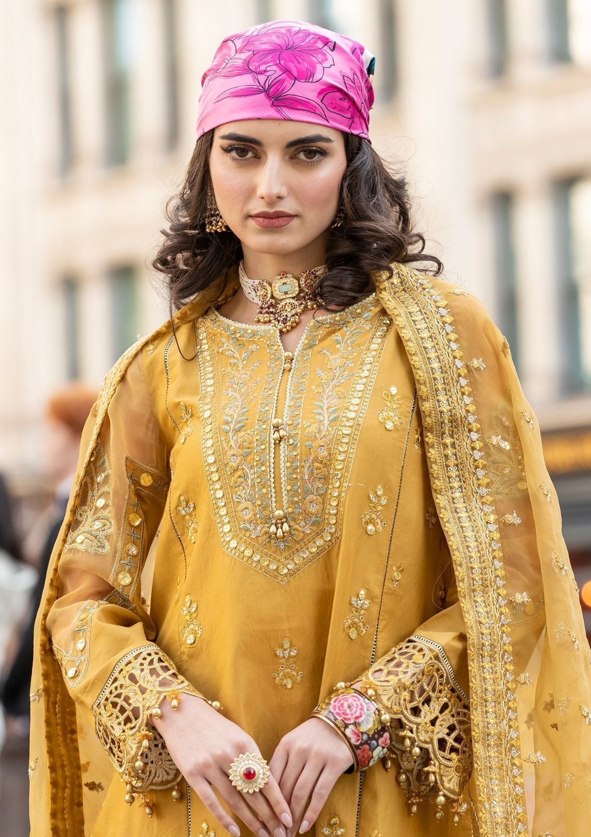 Meem | Luxury Eid Lawn 24 | MD-03 MUSTARD - House Of Anaya