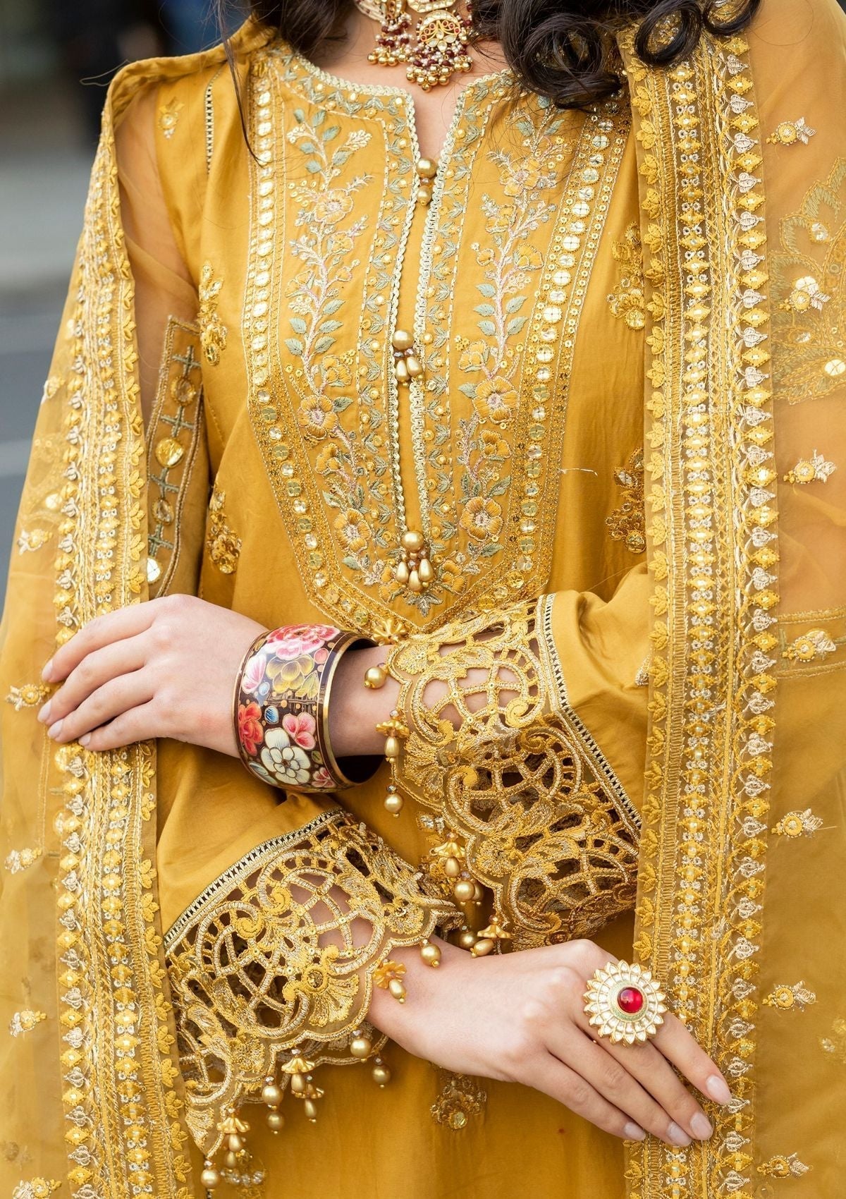 Meem | Luxury Eid Lawn 24 | MD-03 MUSTARD - House Of Anaya