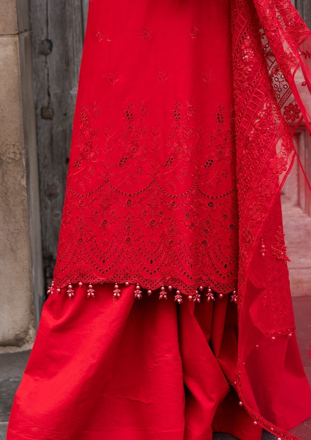 Meem | Luxury Eid Lawn 24 | MD-10 RED - House Of Anaya