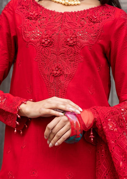 Meem | Luxury Eid Lawn 24 | MD-10 RED - House Of Anaya