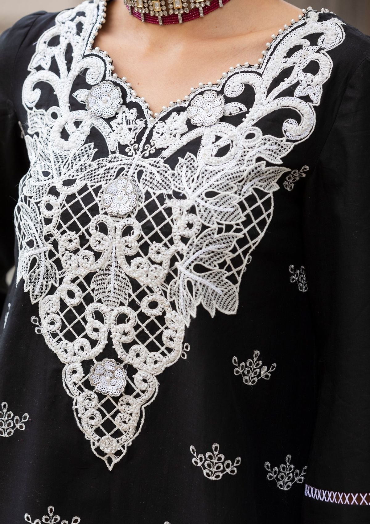 Meem | Luxury Eid Lawn 24 | MD-01 Black - House Of Anaya