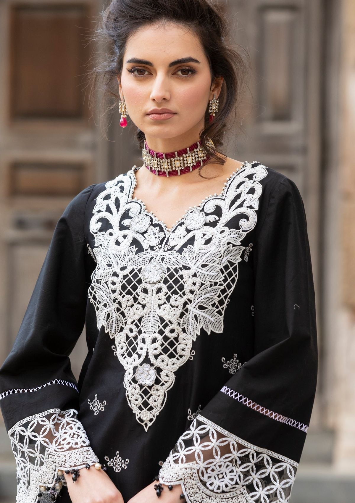 Meem | Luxury Eid Lawn 24 | MD-01 Black - House Of Anaya