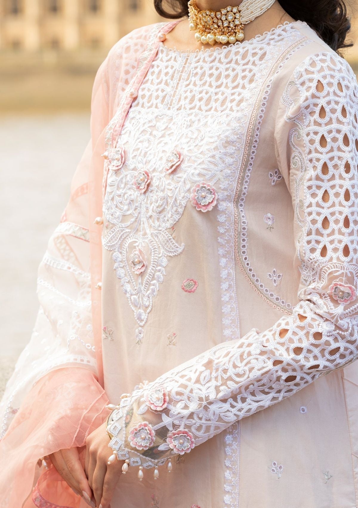 Meem | Luxury Eid Lawn 24 | MD-02 LIGHT PINK - House Of Anaya