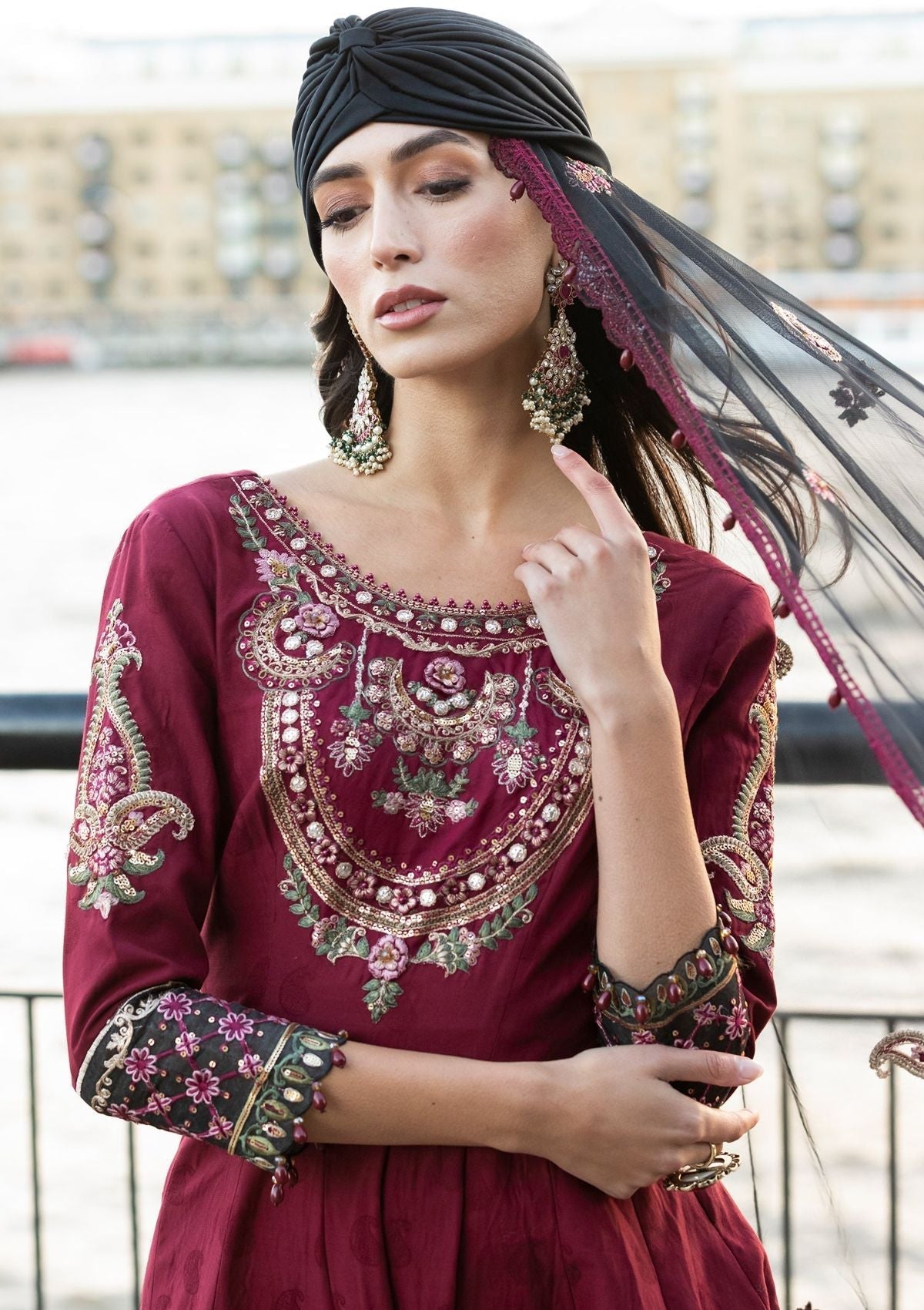 Meem | Luxury Eid Lawn 24 | MD-11 MAROON - House Of Anaya