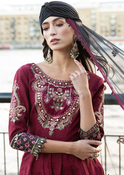 Meem | Luxury Eid Lawn 24 | MD-11 MAROON - House Of Anaya
