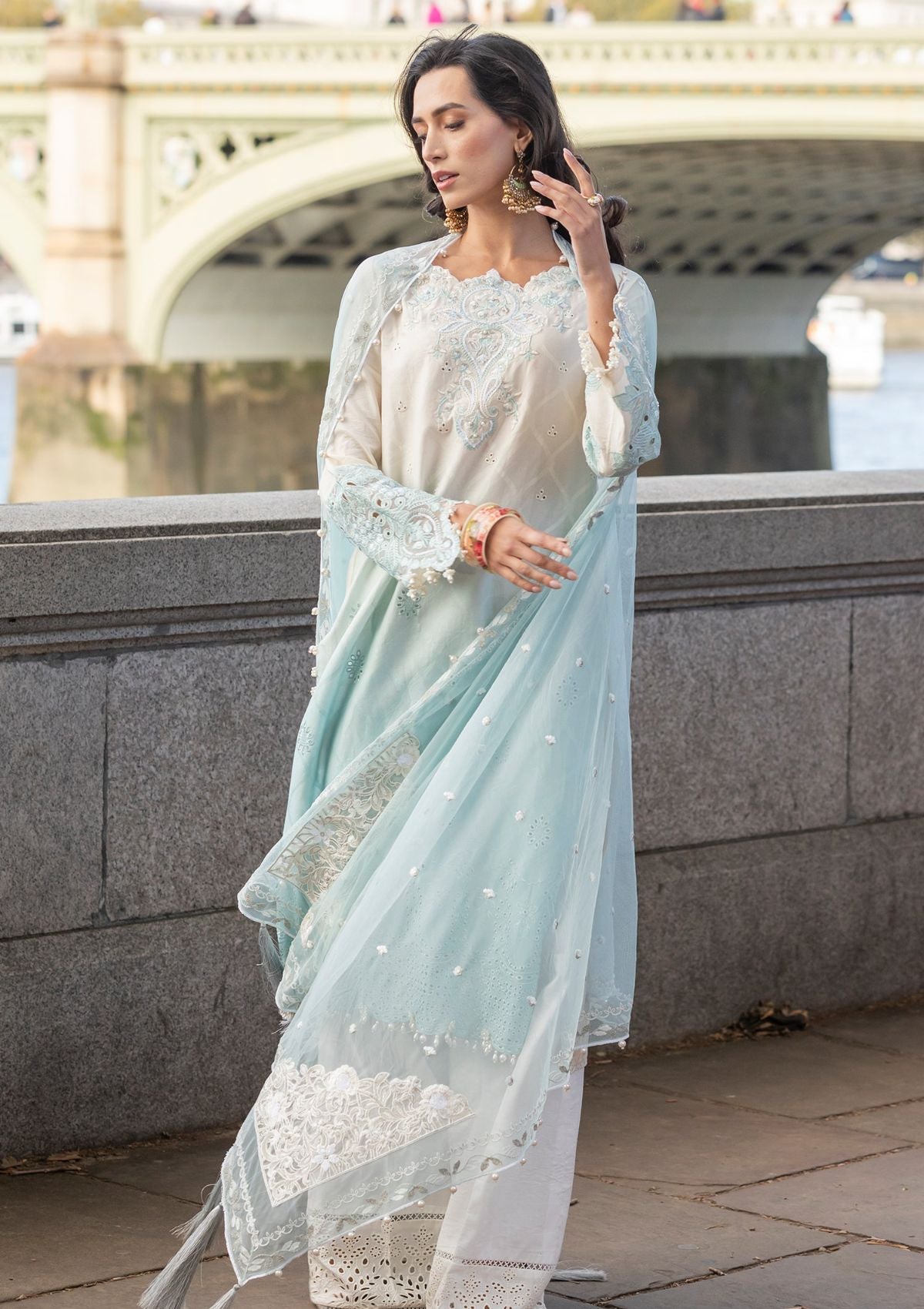 Meem | Luxury Eid Lawn 24 | MD-07 BLUE - House Of Anaya