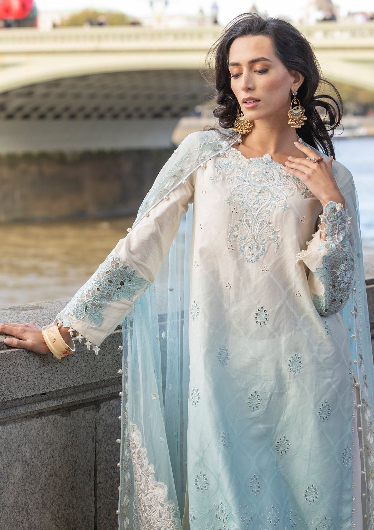 Meem | Luxury Eid Lawn 24 | MD-07 BLUE - House Of Anaya